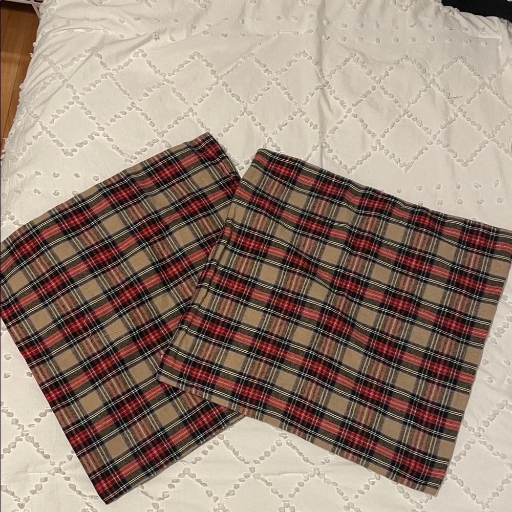 Plaid Pillow Covers tan red new set of 2